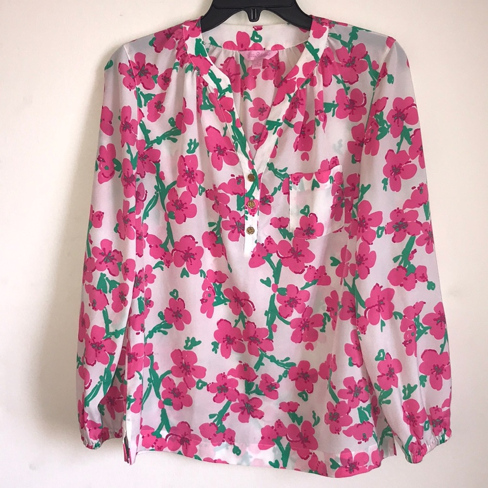 Lilly Pulitzer S pink floral blouse